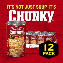 Campbell's Chunky Creamy Chicken Cajun Style Alfredo With Andouille Sausage Soup, 18.8 oz Can (12 Pack)