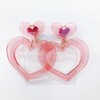 Minacute Q8485 Clear Double Heart Earrings (Pink), Size: 2.2 inches