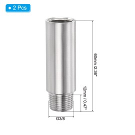 PATIKIL 304 Stainless Steel Shower Head Extension Arm, 2 Pack G3/8 Male to Female Thread 60mm Length Pipe Fitting Shower Head Extender