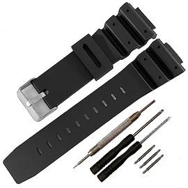 G-Shock Watch Band Replacement for Casio DW-5900 DW-6100 DW-6695 DW-6900 G-6900 GW-M5610 DW-5600E GW-6900 (J1, Black/Silver Buckle)
