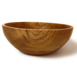 NELUHA Teak Wooden Bowl Round Diameter 24 cm Height 9 cm Decorative Bowl Fruit Bowl Large Wooden Bowl Made of Certified Teak Wood
