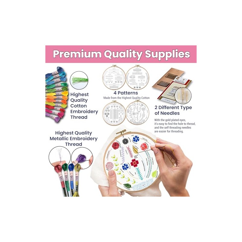 Moni Crafts - Kit de bordado de 4 juegos para