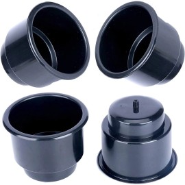 Amarine Made 8 Pack Recessed Plastic Cup Drink Can Holder with Drain for Boat Truck Car Black