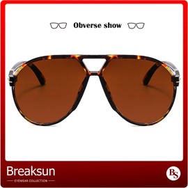 Breaksun Retro Oversized Aviator Sunglasses for Women Men Trendy 70s Big Round Aviator Sun Glasses Vintage Shades, Tortoise/Brown, MM