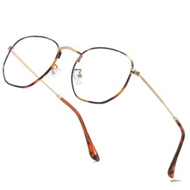 aisswzber Hexagonal Metal Blue Light Blocking Glasses 3548blue-Tortoise