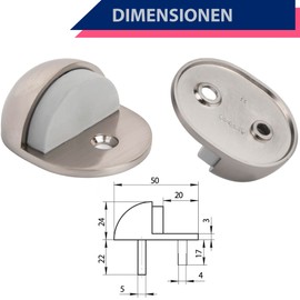 Door Stop Floor Screws APECS Door Holder with Rubber Door Buffer Door Stopper Stainless Steel Base Small for Doors Pack of 1