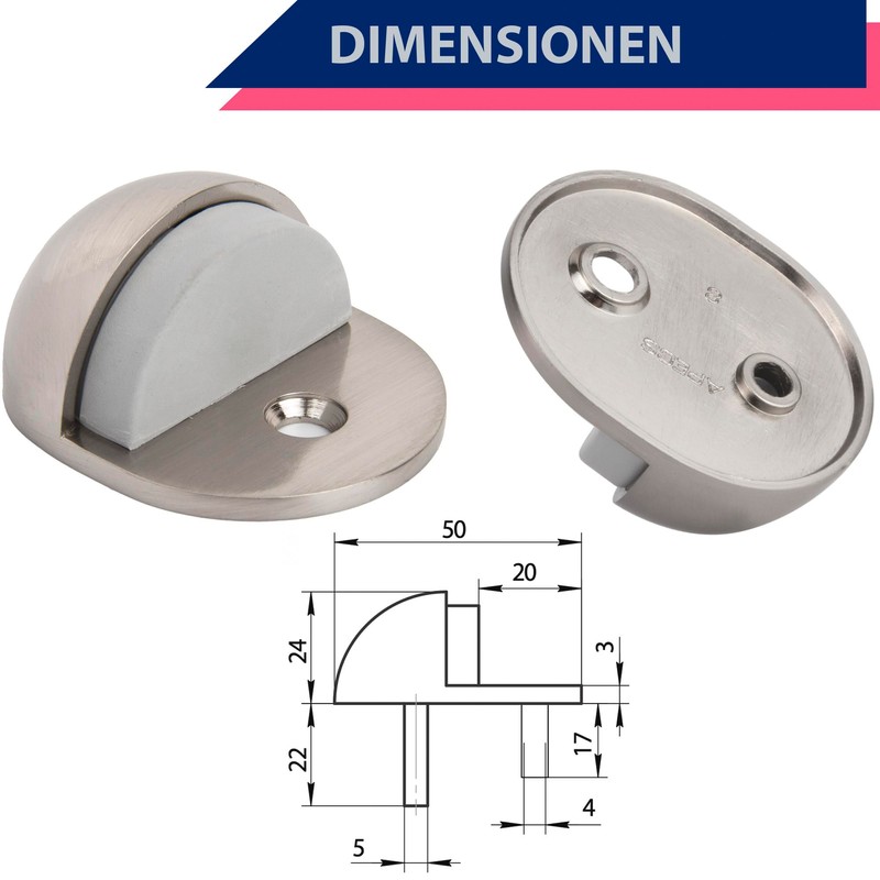 Door Stop Floor Screws APECS Door Holder with Rubber Door