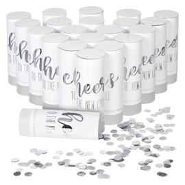 20 Pack Silver Foil Confetti Party Shakers for Wedding Reception, Engagement, Bulk Set (White, 1.5 x 4.3 In)