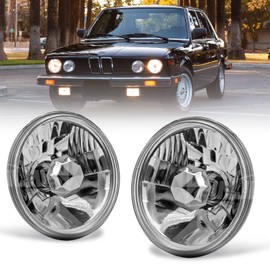 AUTOWIKI 5" Round Conversion Head Lights Fornt Lamps for Multi-vehicle Models, Pickups and motorcycles 1 Pair Clear Lens 5 Inch Headlights with H4 12V 60/55W Bulbs