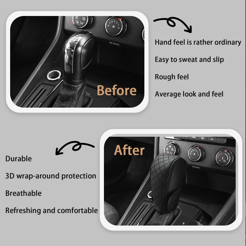 Huli Car Gear Shift Cover Diamond Lattice Design Manual &