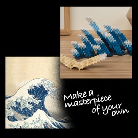 PLUS PLUS - Inspired - Hokusai, The Great Wave - 350 Pieces - Open-Ended, Art Construction Building Toy, Interlocking Mini Puzzle Blocks