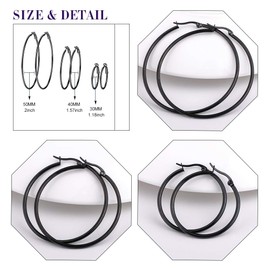 Feilok Earrings Set for Women Stainless Steel Round Folding Basic Hoop Earrings Huggie Hoop Earrings Hoop Folding Hoop Earrings 30 mm - 50 mm Gold, 3 Pairs, Stainless Steel