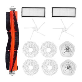 Replacement Spare Parts for Dreametech Bot W10 / W10 Pro Robot Vacuum 1 Main Brush 2 Side Brush 2 Filter 2 Mop Pad Bracket 4 Mop Pad Accessories (11 Pack)