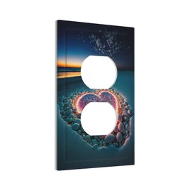 Beach Pink Love Night Scene 1 Gang Outlet Plate Covers Decorative Single Duplex Wall Plate Electrical Receptacle Light Switch Cover Art Faceplate Switchplate for Farmhouse Bathroom Living Room Decor