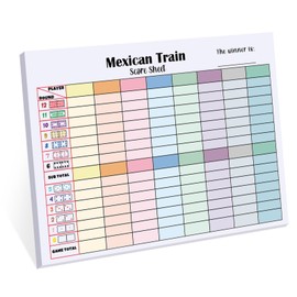 Halloscume 1 Pack 60 Sheets Mexican Train Score Pads Colorful Chicken Foot Dominoes Game Scorepad Adults Mexican Train Score Sheets Scoreboard Paper Record Clearly for Family Fun Game Night Travel