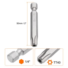 HARFINGTON Torx Bits 1/4" Hex Shank TT40 Magnetic Head 2" Length Screwdriver Bits S2 Steel 5 Point Security for Repair Work Electric Screw Driver