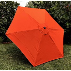 BELLRINO DECOR 7.5 ft 6 Ribs Replacement STRONG & THICK Umbrella Canopy for (Canopy Only) - ORANGE
