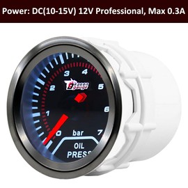 ETOPARS Universal Car Oil Pressure Gauge 2 Inch 52 mm Car Oil Pressure Gauge Gauge 0-7 Bar Oil Pressure Tester Pointer Oil Pressure White Light Indicator Instrument Smoke Tint Len