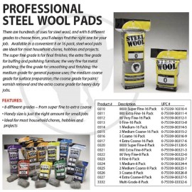 Red Devil 0325 Steel Wool Medium Coarse #2 - 8 Pack Replacement 0325