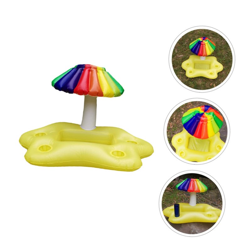 WHAMVOX Inflatable Toy Sun Umbrella Pool Cooler Floating Drink Holder