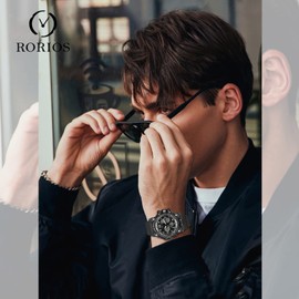 RORIOS Men's Women's Watch Unisex Digital Quartz Watches Multifunction Wrist Watches for Ladies Boys Waterproof Sports Watch with Alarm Timer, black white, Strap.