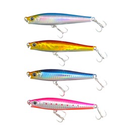 KAJIKI Heavy Sinking Pencil, 3.7 inches (95 mm), 1.4 oz (40 g), Set of 4, Sea Bass, Blue Flounder, Suzuki, Magochi, Leash Fishing Lure Set (4 Color Set)
