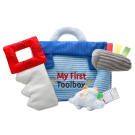 4 Piece Plush My First Toolbox Play Set with Sensory Toys for Baby, Multicolored, 6 inch