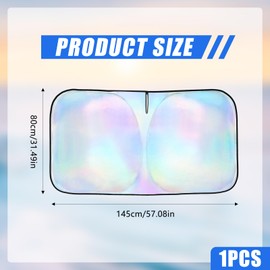Car Windshield Sunshade Reflective 99% UV Laser Sun Shade Block Screen Foldable Sun Shade Visor Cover for Car Truck Bus SUV Sun Heat Protection Keep Your Vehicle Cool (145 x 80cm)