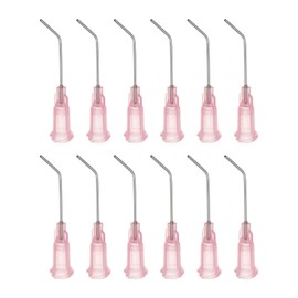 sourcing map Blunt Pointed Dosing Needles 20 Gauge 45° Curved Dosing Tips 1 Inch End Angled Dispenser Needle with Luer Elbow Blunt Needle for Oil or Glue Applicator Pink Pack of 12