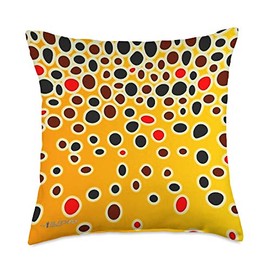 Fly Fishing Brown Trout Throw Pillows Home Rv Decor BlackFly Throw Pillow