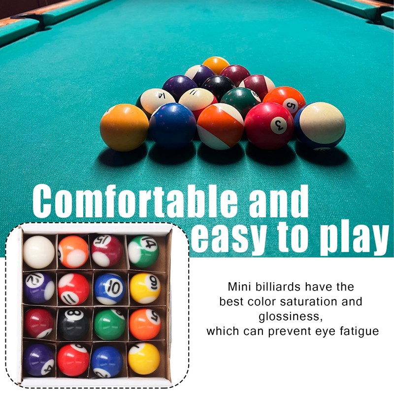 lvifloae 25mm Mini Billiard Ball Complete Set of 16 Balls