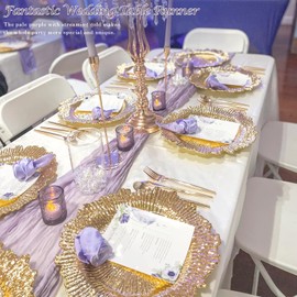 BLUETOP Lilac Purple Cheese Cloth Table Runner Boho Romantic 10ft Gauze Cheesecloth Table Runner for Baby Shower Decoration Wedding Bridal Shower Easter Summer Table Runner