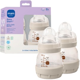MAM Easy Start - Biberones anticólicos, flujo extra lento, botella de pezón de silicona similar a la lactancia materna, reduce los cólicos, gas y reflujo, fáciles de limpiar, sin BPA, biberones