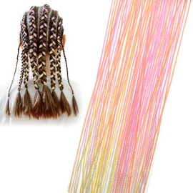 32 Pcs Hair Strings for Braids, Colorful Hair String Yarn for Braids Assorted Gradient Color Hairs Wrap String Rainbow Braiding Hair-Tie for Women Girls, Ponytail Braid, Hairs Accessories