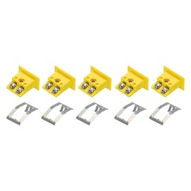 QUARKZMAN K Type Panel Mount Thermocouple Socket Female Mini Socket High Temperature 220°C (428°F) for Thermocouple Cable Connector Male Plug Yellow 5 Pack