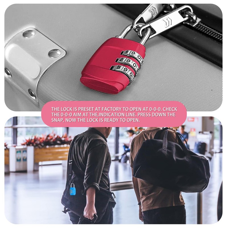 4 Pcs Luggage Locks, Small Padlocks for Suitcase, Travel Security