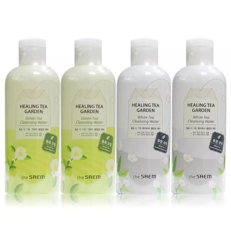 The Saem 더샘 힐링티 클렌징워터 300mlx4ea 그린티2개+화이트티2개 The Som Healing