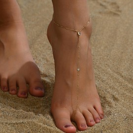 Havopso Dainty Ankle Bracelets for Women 18K Gold Plated Tiny Cross Satellite Chain Anklets Y Shaped CZ Ankle Bracelet Jewelry Minimalist Beach Foot Jewelry for Women