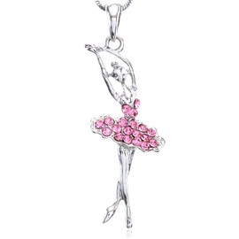SoulBreezeCollection Light Pink Dancing Ballerina Dancer Ballet Pendant Necklace Charm (Pink)