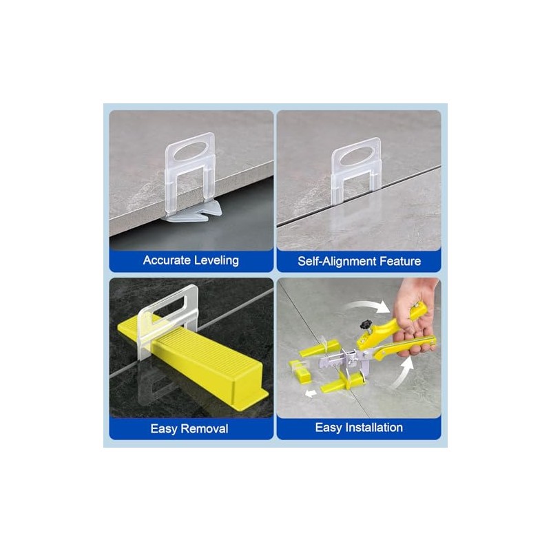 DGSL Tile Leveling System, 4650-Piece 1/16" Tile Spacers Clips Tile