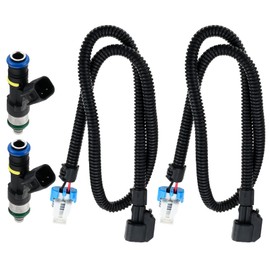 2PCS Fuel Injector Harness Set - Compatible with Polaris Ranger 800 2011-2017 Ranger Crew 800 2010-2014 Ranger XP 800 2012-2013 RZR 800 2011-2013 1204318 1204319｜0280158197 4 Holes