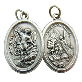 bomap Catholic St Michael Medals Bulk Lot Set of 10 Metal Saint Pendants from Italy, Metal, No Gemstone
