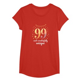99 and Wonderfully Unique Birthday Gift for Seniors T-Shirt, Girls, Red