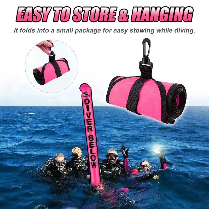 Pecihiko Surface Marker Buoy, 4ft Scuba Diving Surface Marker Signal