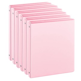 0.5-inch 3-Ring Binder with 2 Interior Pockets, 0.5'' Basic Binders Holds US Letter Size 8.5'' x 11''for Office/Home/Back to School, 6 Pack (Pink)