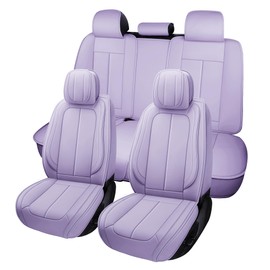 otoez Car Seat Covers Full Set, Nappa Leather Seat Cover, Waterproof Universal Automotive Seat Cover 5 Seat Vehicle Front & Back Seat Protector for Car Seden SUV Truck, Purple