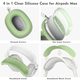 Aiaabq Case Cover for AirPods Max Headphones,Anti-Scratch Ear Pad Case Cover/Ear Cups Cover/Headband Cover/Top Pad Protector,for AirPods Max. Clear Soft TPU and Silicone,Skin Scratch Proof.