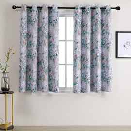 MYSKY HOME Floral Blackout Curtains 63 inch Length 2 Panels Pink Blue Privacy Protection Curtains for Bedroom Thermal Curtains for Living Room Grommet Watercolor Dining Room Window Curtains