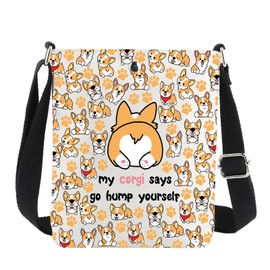 MYSOMY Corgi Dog Crossbody Bag Corgi Dog Mom Gift Corgi Lover Gift Corgi Owner Gift My Corgi Says Go Hump Yourself Shoulder Bag, My Corgi Says Go Cb1, 111