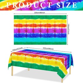 HOGUSSTA 3 Pack Tie Dye Table Cloths for Parties Tie Dye Tablecloth for Tie Dye Birthday Party Decorations Disposable Rectangular Plastic Colorful Tablecloth for Tie Dye Party Supplies 87x51 Inch